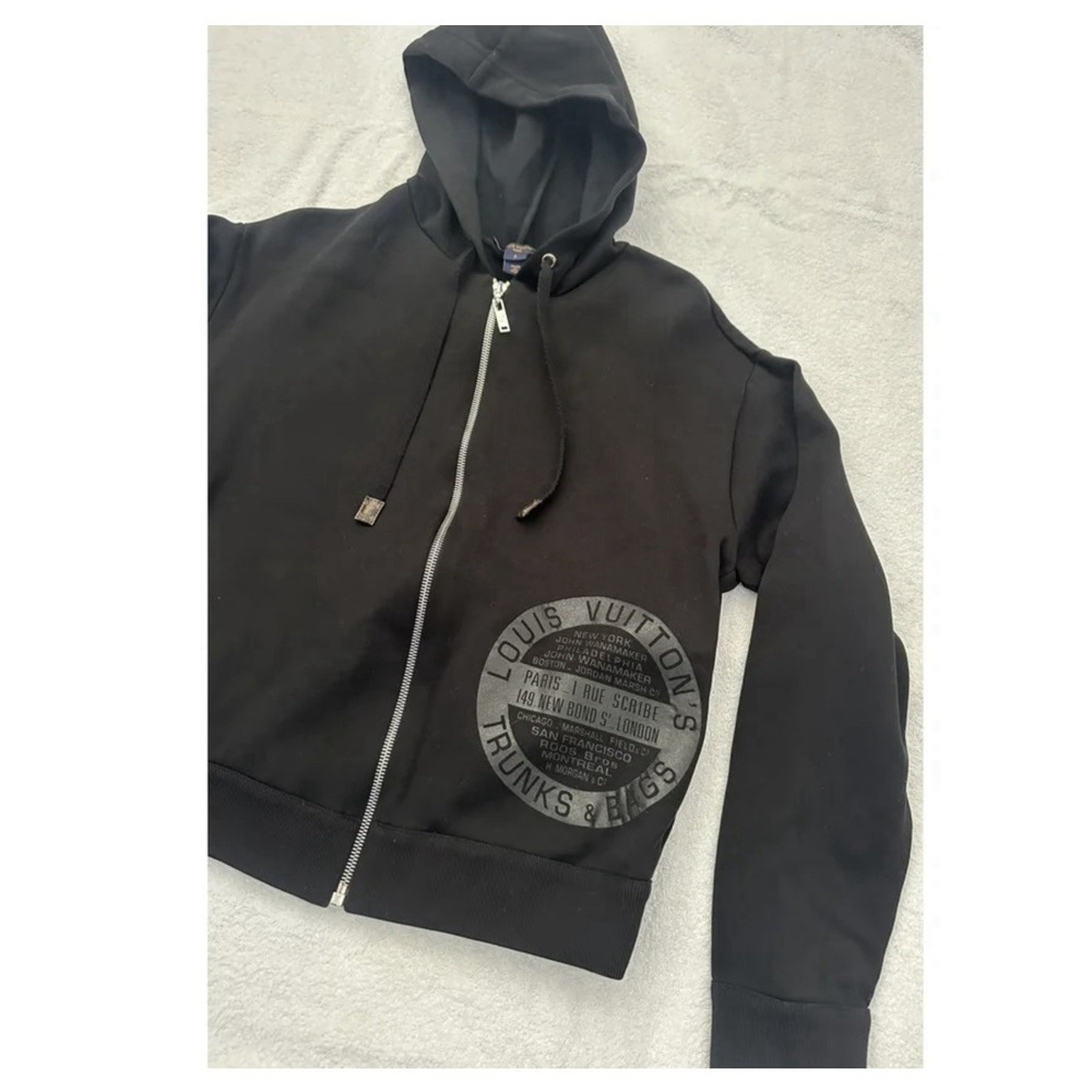 LOUIS VUITTON/ (Louis Vuitton) zip hoodie black Size:S